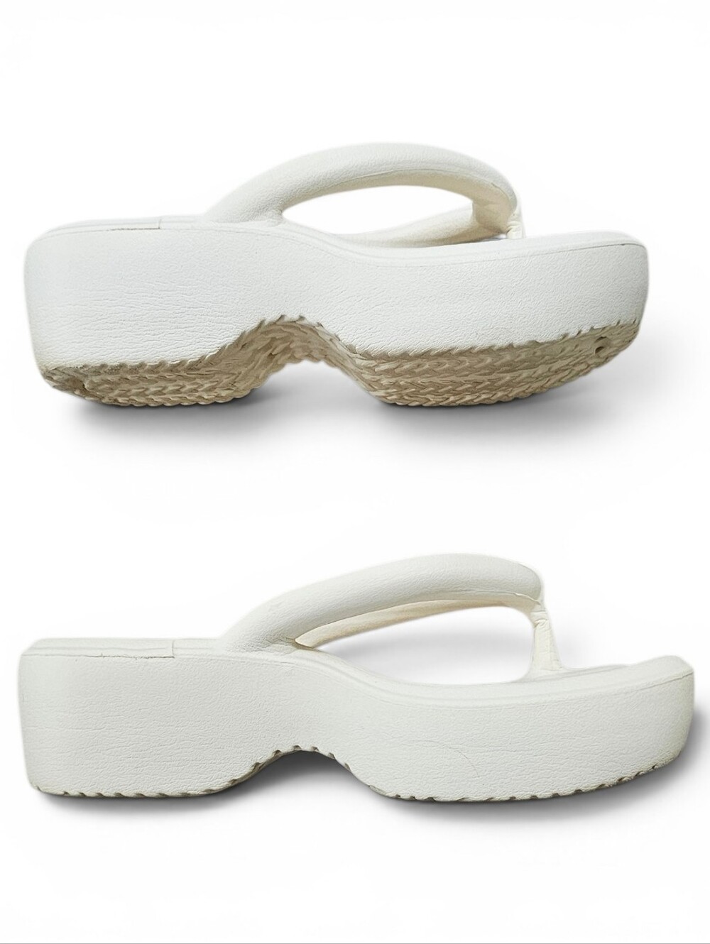 Cream Platform Flip Flop Sandals Size 8 - Picture 5 of 10